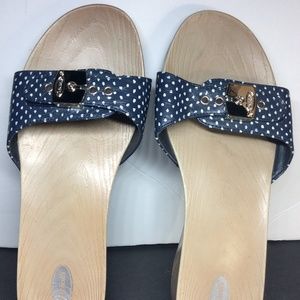 Womens Dr. Scholls Sandals Navy W/ Polka Dot SZ 8